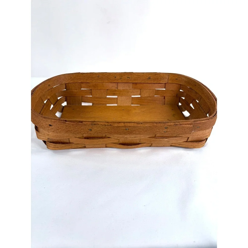 Peterboro Basket Co Woven Wood Rectangular Storage Basket Brown Handcrafted USA